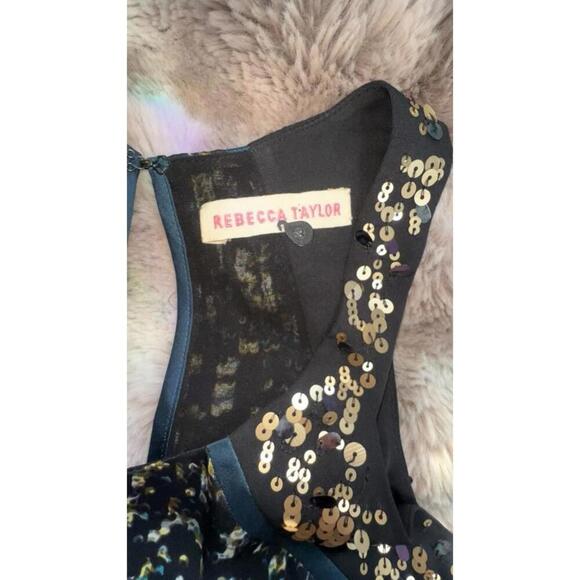 Rebecca Taylor Embellished Blue Print High Neck Tank Top, small - Picture 6 of 9